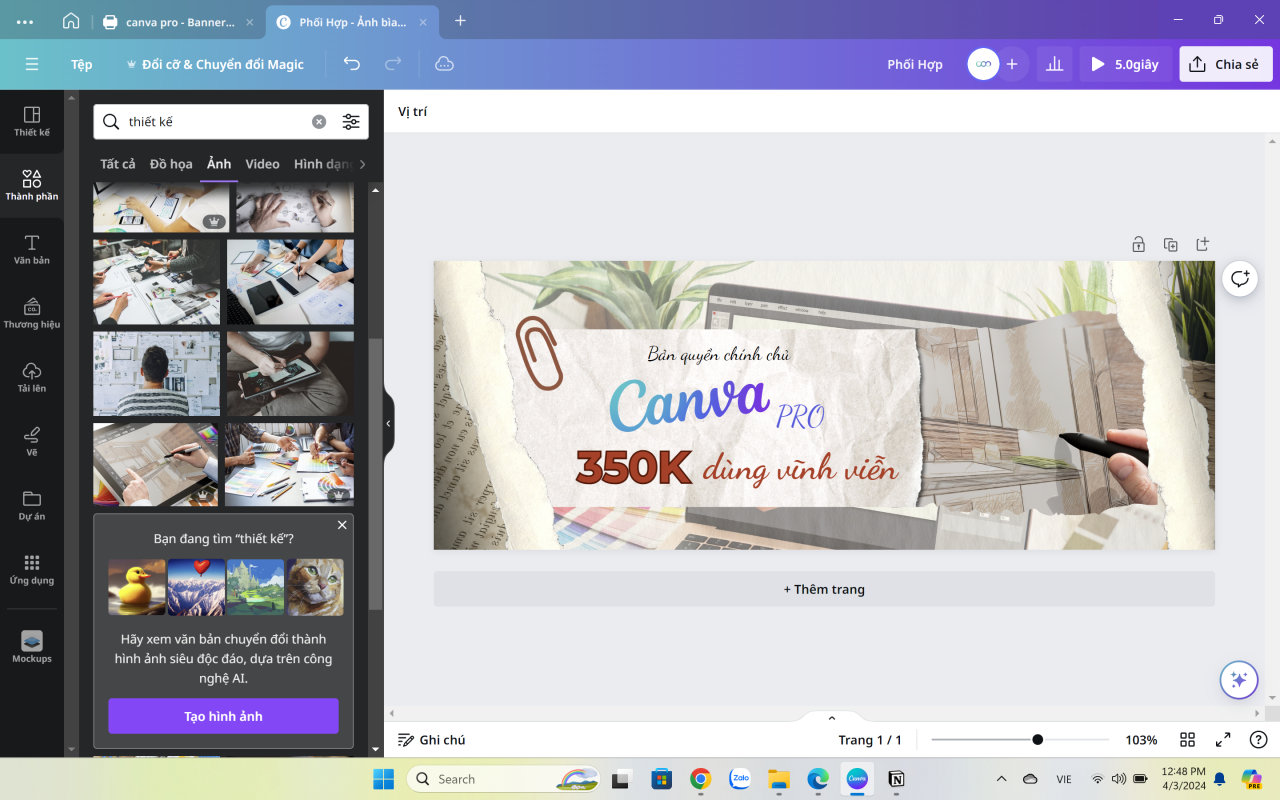 thiet ke banner canva pro